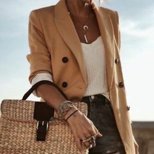 Zara Mustard Yellow Double Breasted Blazer